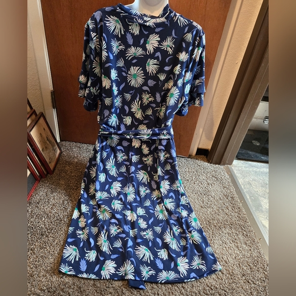 Liz Claiborne Career blue kimono 👘 style faux wrap dress szXL - Picture 8 of 9